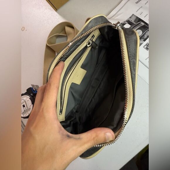 GUCCI Off The Grid Belt Bag GG Nylon Leather Gray Beige 631341 Purse Fanny pack - Picture 13 of 16
